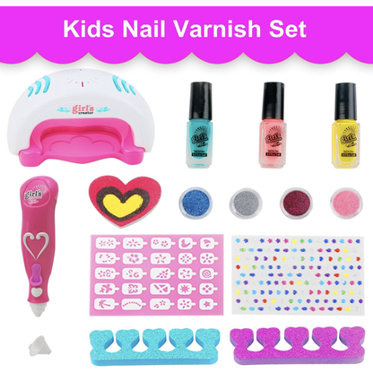 Jucarie Nail Art Studio cu Uscator de Unghii si Accesorii pentru Fetite