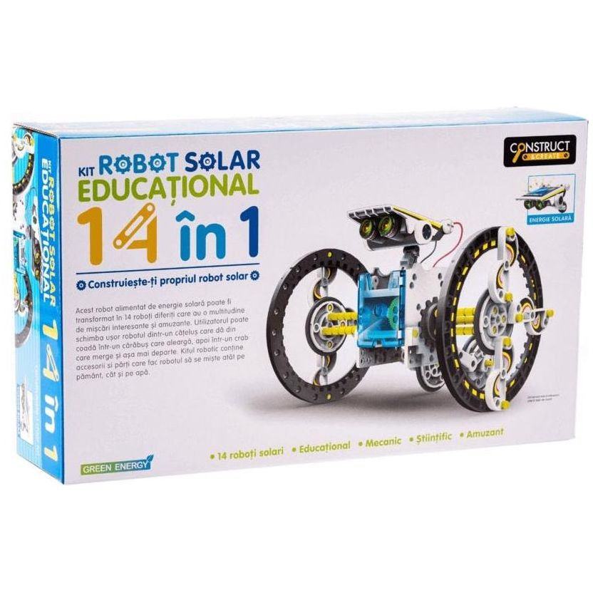 Kit robotic solar jucarie educativa 14in1 ce permite asamblarea a multiple modele